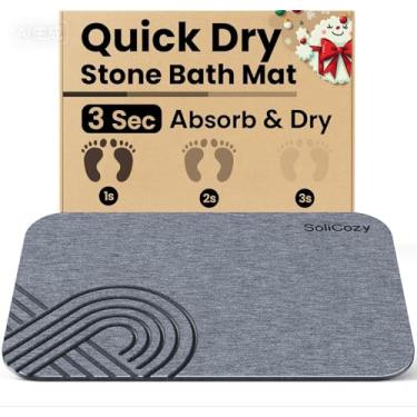 Imagem de SoliCozy Tapete de banho de pedra - Tapete de banho de secagem rápida de terra de diatomáceas, tapete de chuveiro antiderrapante super absorvente para banheiro, cozinha, piscina - tapete de banheira