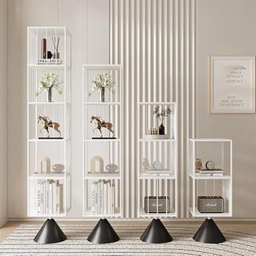 Imagem de Estante multiuso com economia de espaço, exibição de livros ideal para casa ou escritório, estante de canto multiuso, estante invisível de metal ideal, suporte de armazenamento multiuso para espaços