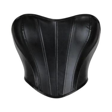 Imagem de Espartilho modelador sexy feminino de couro sem alças e com suporte - 