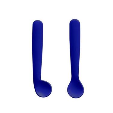 Imagem de Kit 2 Colheres de Silicone Azul com Case Multikids Baby