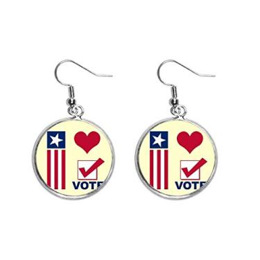 Imagem de Brinco feminino I Love Democratic Vote Election com pingente de prata