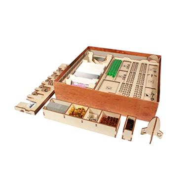 Imagem de The Broken Token Organizador de jogos base compatível com Terraforming Mars – Caixa de armazenamento de madeira com várias bandejas e sapato de cartão – Organizador de jogos de madeira