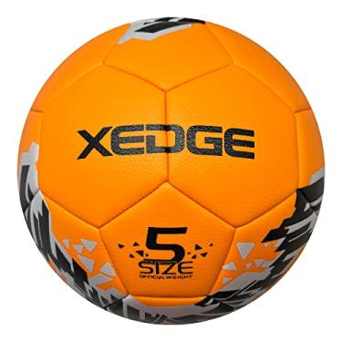 Imagem de XEDGE Bola de futebol tamanho oficial, bola de treinamento tamanho 5 para meninas, meninos, adolescentes, adultos, costurada à máquina para brincar em ambientes internos e externos (LARANJA, tamanho