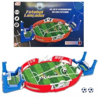 Imagem de FUTEBOL DE MESA COM LANÇADOR DE TABULEIRO BRINQUEDO INTERATIVO PARA JOGOS INFANTIS PINBALL MINI ARENA PEBOLIM gol a gol criança footebol de dedo portátil 38CM