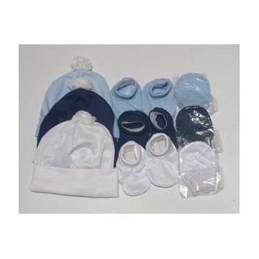 Imagem de 3 Kits recém nascido  Touca  pompom + Par de Luvas + Par de Sapatinho 