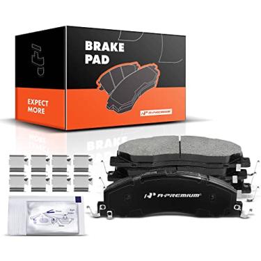 Imagem de A-Premium Conjunto de pastilhas de freio a disco de cerâmica frontal compatível com modelos selecionados Dodge e Ram - Ram 2500/Ram 3500 2009-2010, 1500 2012, 2500/3500 2011-2018, com ferragens, 4