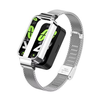 Imagem de T-BLUER Pulseira de Aço Inoxidável Prata para Xiaomi Smart Band 9 Active/Redmi Band 3, Tamanho 165 a 220 mm