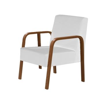 Imagem de Poltrona Decorativa 1 Lugar Jade Braço Madeira D Salla Courino Branco