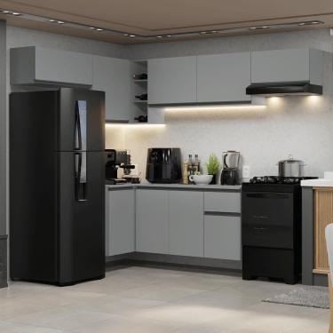 Imagem de Armário De Cozinha Completa De Canto Suspenso 405cm Nice Madesa 01 Cinza