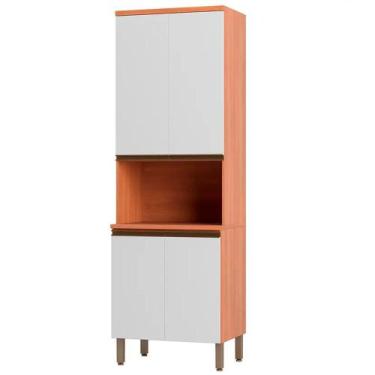Imagem de Paneleiro Telasul Macadamia MDP 70cm 4 Portas 1 Nicho, FREIJO/BRANCO