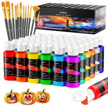 Imagem de Conjunto de tinta acrílica Caliart 36 cores 59mL com 12 pincéis