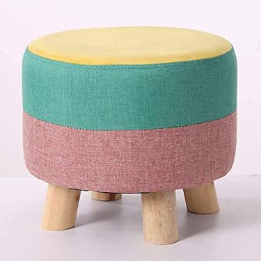 Imagem de Banqueta para os pés, assento de madeira, apoio para os pés, pufe otomano, cadeira quadrada com capa de tecido lavável, banco pequeno de madeira com 4 pernas, b Cadeira de decoração de casa