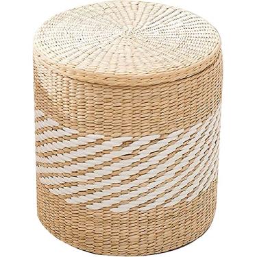 Imagem de Banqueta para os pés, banco para troca de sapatos, taboa, cais para sentar, artesanato, lazer, com almofada antiderrapante, caixa de armazenamento, banquinho pequeno, decoração de casa, cadeira