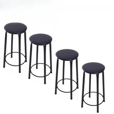 Imagem de Kit 4 Banqueta Alta Tipo Bistro Preto Para Cozinha Área Gourmet 70cm Altura do Assento até o Chão (Kit 4 Banquetas SEM ENCOSTO)