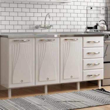 Imagem de Balcão De Cozinha De Aço Quádruplo Sem Tampo Para Pia 160cm - MULTIMOV