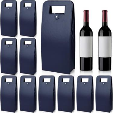 Imagem de FillTouch 10 pçs sacola de vinho dupla de couro para carregar vinho garrafa dupla champanhe garrafa de cerveja sacos de presente bolsa suporte para degustação festa casamento aniversário Natal