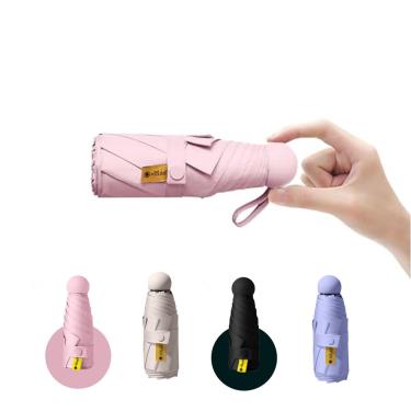 Imagem de Guarda-chuva de viagem portátil compacto guarda-chuvas bolso mini para bolsa guarda-chuvas para UV pequena mochila com estojo dobrável para mulheres, rosa