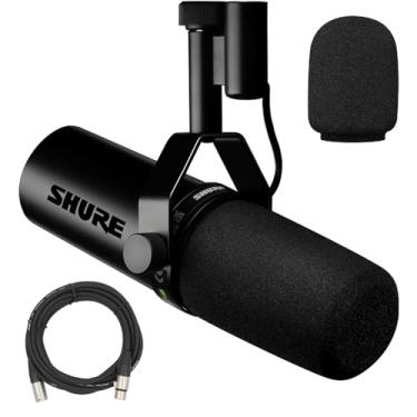 Imagem de Shure Microfone vocal dinâmico SM7dB com pré-amplificador integrado para streaming, podcast e gravação com para-brisas destacável e cabo XLR de 6 metros