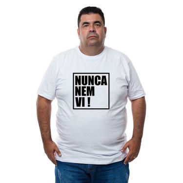 Imagem de Camiseta Masculina Extra Plus Size Algodao Frase Nunca Nem Vi Manga Curta Com Abridor De Garrafa