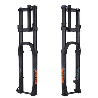 Imagem de BOLANY Garfo de suspensão de bicicleta de 26/69.8 cm, suportes de 34 mm, direção reta/cônica de 34 mm, garfo de bicicleta de 15 x 110 mm, garfos de ar MTB 175 mm (direção reta, 69,8 cm)