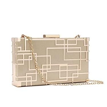 Imagem de CARIEDO Bolsa feminina para noite elegante bolsa clutch requintada veludo metal vazado bolsas formatura festa de casamento (preto), Dourado 34, Medium, Estilo chinês