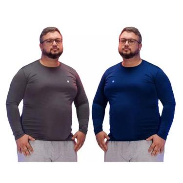 Imagem de Kit 2 Camisas Térmica Masculina Plus Size Uv50+ Segunda Pele Proteção 
