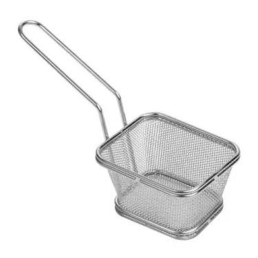 Imagem de Cesta de petisco quadrada de aço inox 6x9x10.5cm - Top Rio