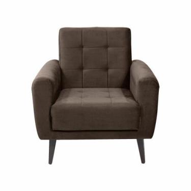Imagem de Poltrona Matrix Lívia Revestimento Suede com Pés de Madeira , MARROM