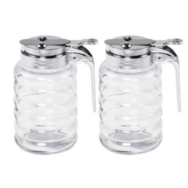 Imagem de Kit 2 Meleiras de Vidro 150ml com Dosador Potes para Mel Lyor Transpar