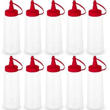 Imagem de 10 Bisnagas Plásticas Flexível para Lanchonetes Frascos de Molhos Ketc