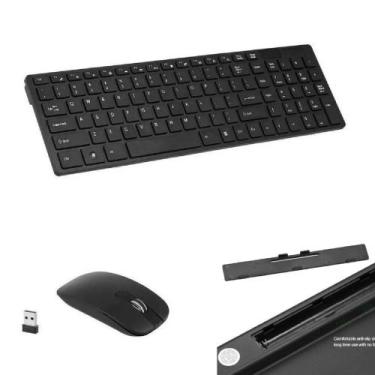 Imagem de Kit Teclado Mouse Wireless Sem fio Ultra Slim 2.4 Ghz, Preto