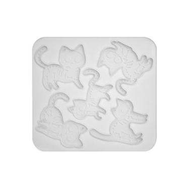 Imagem de Chaveiro de gatos brancos, moldes de silicone, molde de resina, formato de gato de Halloween, molde de fundição epóxi para pingente, joias e artesanato