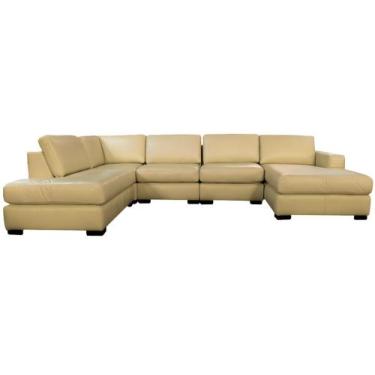 Imagem de Sofá de Couro N.Y. 6 Lugares Bege Ivory 4,18 m - Mempra