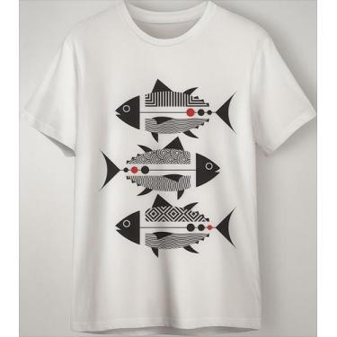 Imagem de Camiseta Unissex Peixe Amazonia Pintura Rupestre Indígena - Lobo Sete,