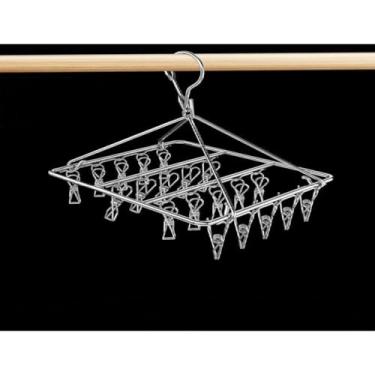 Imagem de Varal 20 Prendedores Roupa Bebe Calcinha Cueca Dobrável Inox(Varalcom 20 Prendedor)