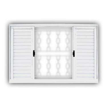 Imagem de Janela Veneziana 6 Folhas Grade Elo Sem Vidro 120X150 Mgm Branco Branco