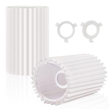 Imagem de XCOFZOB Abajur plissado branco, tecido de abajur, abajures para lâmpadas de chão, substituição de capa de lâmpada longa para sala de estar (branco pequeno -2 unidades)