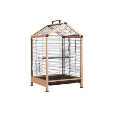 Imagem de Gaiola para Pássaros Gaiola de metal para pássaros de 22 polegadas de altura, gaiola de exposição de nível único, dourada, para papagaios, canários, periquitos, periquitos e tentilhões. Gaiola para Pá