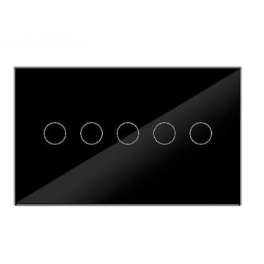 Imagem de Interruptor de luz de parede inteligente WiFi Tuya painel de vidro sensível ao toque sem fio 4/5/6 interruptor controle remoto por Alexa Gogle Home-5-gang preto