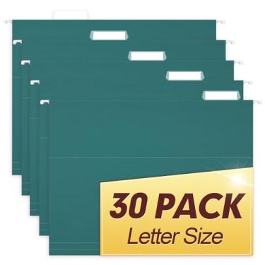 Imagem de HERKKA Pastas de arquivo suspensas, pacote com 30 pastas suspensas reforçadas tamanho carta, projetadas para arquivos volumosos, armário de arquivo, abas ajustáveis de corte 1/5 (azul-petróleo)