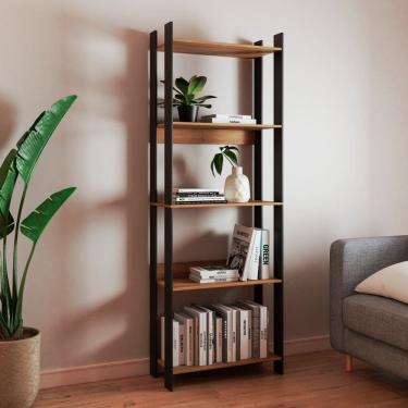 Imagem de Estante para Livros 5 Prateleiras 178cm X 63cm Mel/Preto