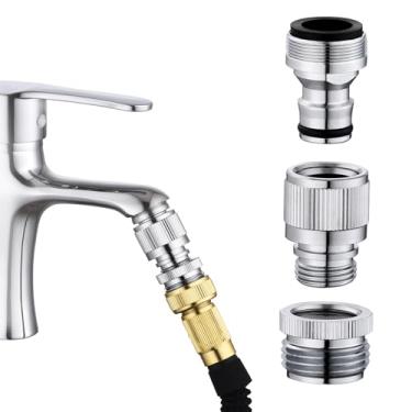 Imagem de Ceaeso Conector rápido de torneira de pia de cozinha, adaptador de torneira de pia para mangueira de jardim, adaptador de acoplamento de pressão para máquina de lavar louça/lavadora, adaptador de