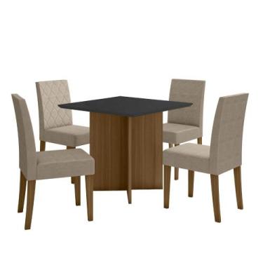 Imagem de Sala de Jantar Helo 90x90 Com Vidro 4L Cadeiras Jade Poliman Móveis, C