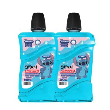 Imagem de Kit 2 Enxaguante Bucal Antisséptico Stitch Sabor Morango Sem Álcool 30