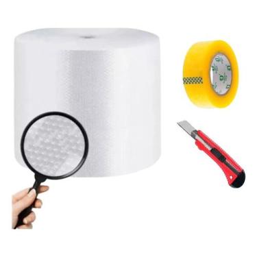 Imagem de Plástico Bolha 43cm X 100m + Fita + Estilete Pronta Entrega - MAGNO FE