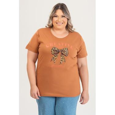 Imagem de T-shirt Feminina Plus Size em Malha Algodão c/ Estampa "CREATIVE" - Se