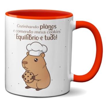 Imagem de Caneca Capivara Cozinheira Cozinhando Planos Com Equilíbrio (Vermelha)