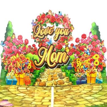 Imagem de Cartão pop-up 3D Love You Mom – Feliz Dia das Mães, presente para mãe e vovó, cartão de aniversário para mãe, design floral exclusivo