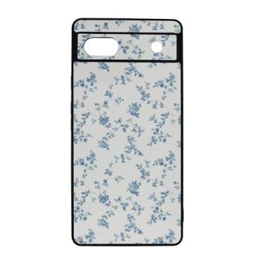 Imagem de qizjio Capa de telefone floral azul estética à prova de choque com flores fofas para Google Pixel 6A