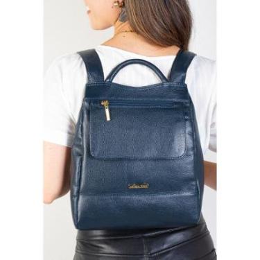 Imagem de Mochila pequena antifurto couro liso Susan-Feminino